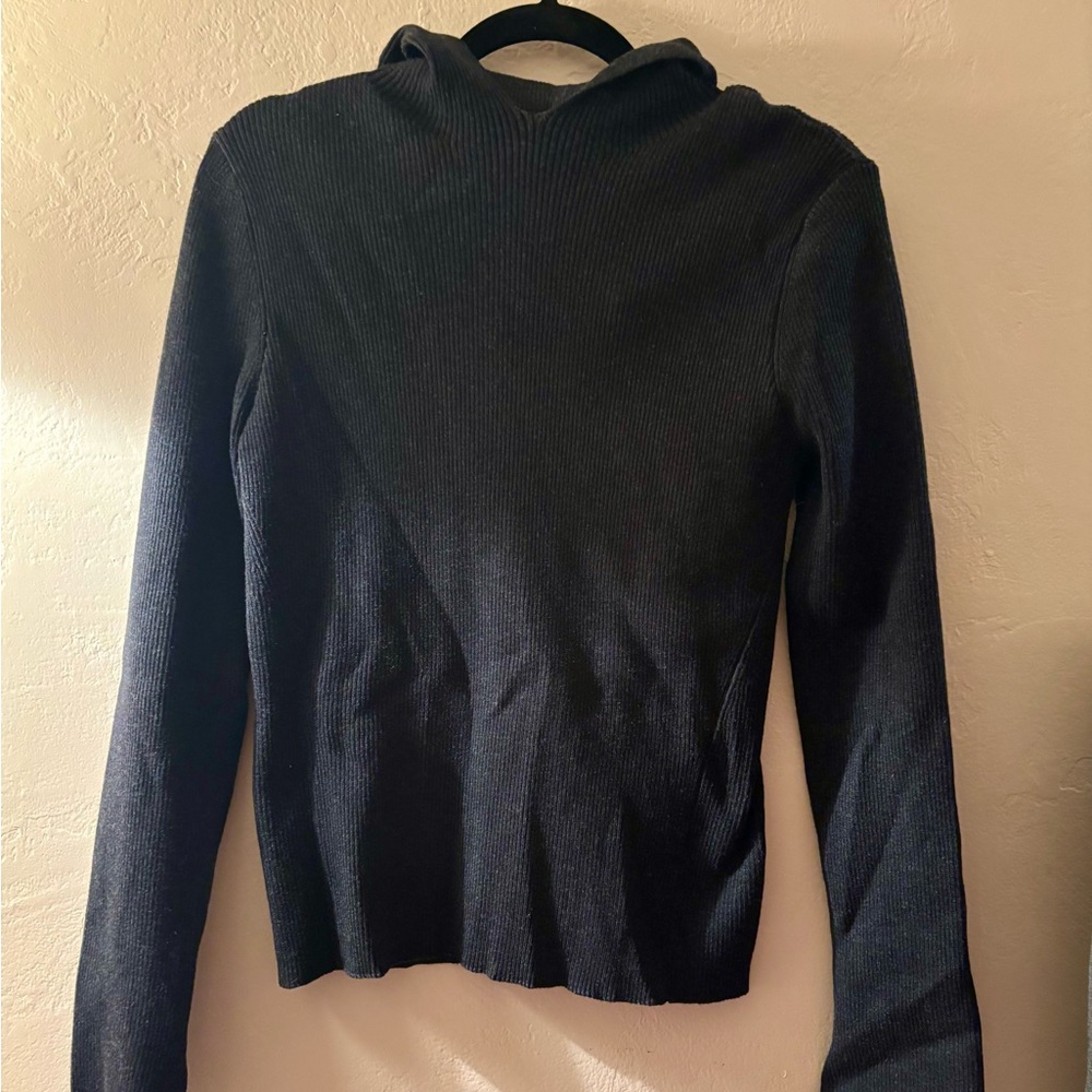 Pixie Market Knit Hoodie Top In Charcoal
